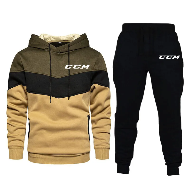 2022 CCM Tracksuit Men Sets Winter Hoodies Pants 2 Piece Set Running Hoody Mens Brand Sweatshirt Sport Joggers Sweatpants Suit