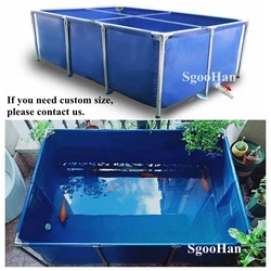 Blue Tarpaulin Canvas Water Pool Aquarium Fish Tank Children Swimming Pool Turtle Aquaculture Water Tank+Stainless Steel Support