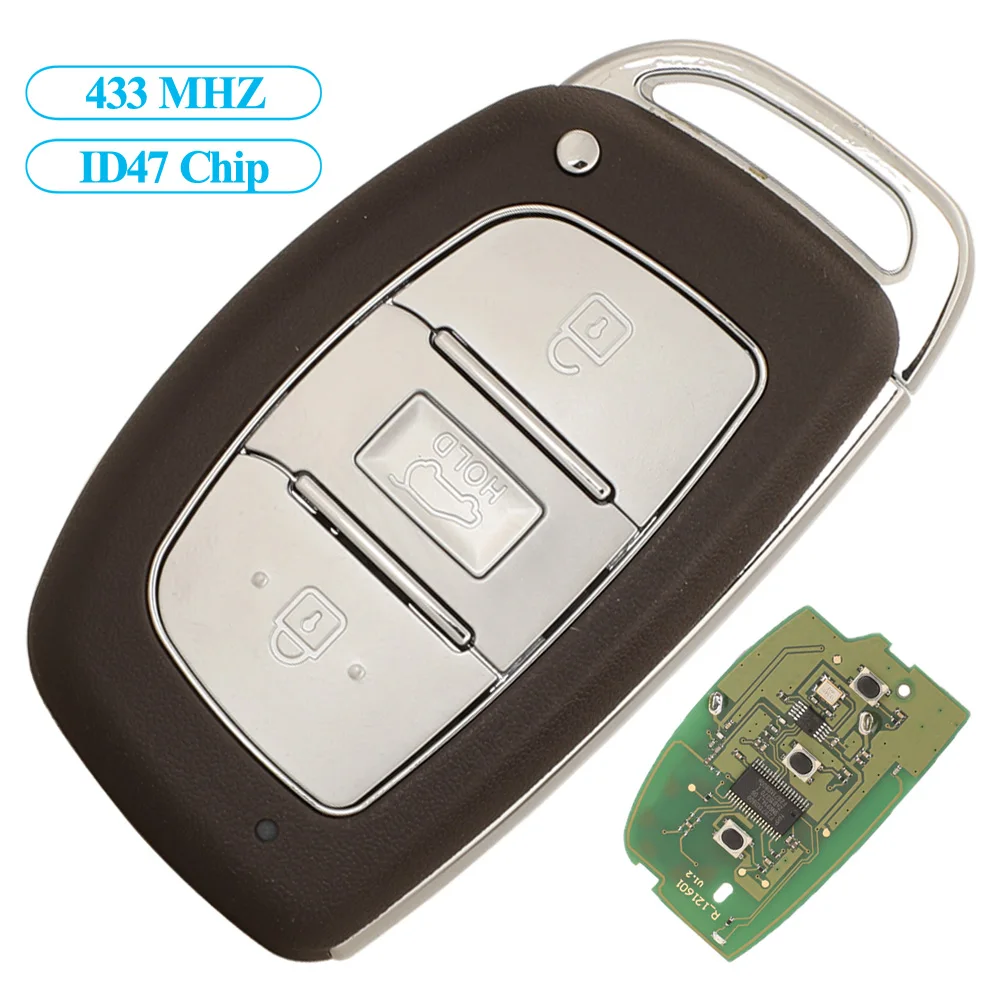 

Jingyuqin Remote Car Key Fob Control ID47 Chip 433MHZ For Hyundai Tucson 2019 95440-D7000 3 Buttons Replacement