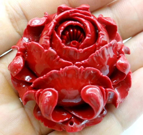 Chinese Organic Cinnabar natural Quartz crystal carve of flower charm Pendant for diy Jewelry making Necklace Accessories  A10