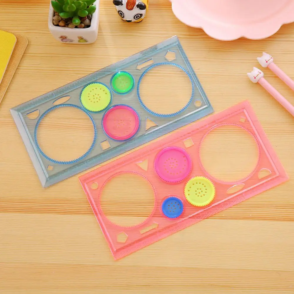 Painting Ruler Four-Color Transparent Million Flower Ruler Drawing Template Ruler Versatile Ruler For Children School Kids