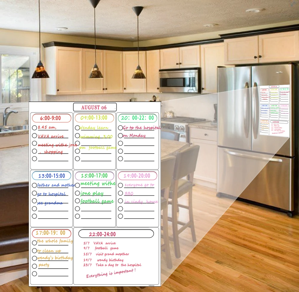 Magnetic Weekly Planner Whiteboard Fridge Cupboard Office Dry Erase Calendar Family Meal Planner Memo Board Shopping List