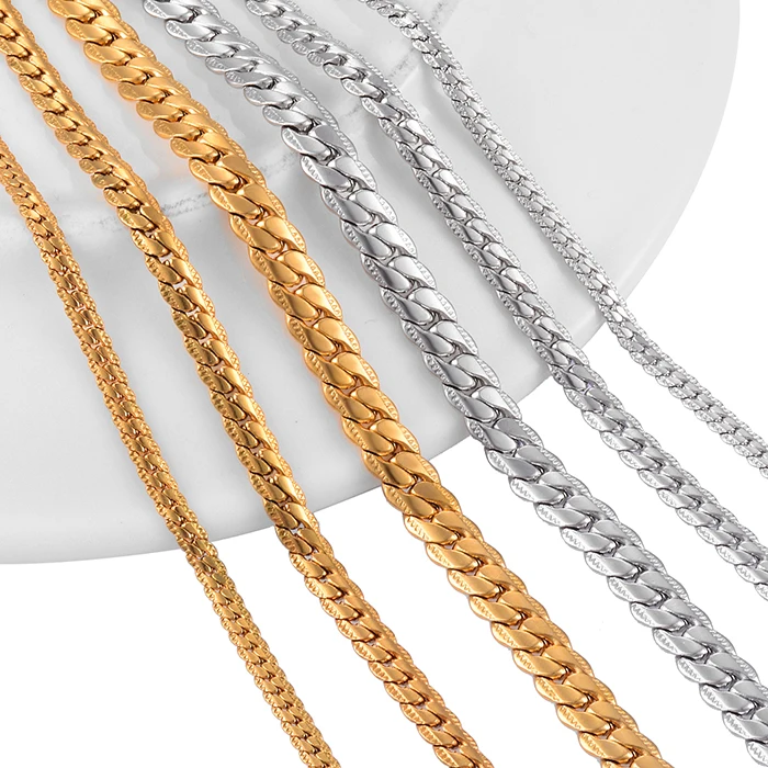Goldfarbene Massivmetall-Edelstahlkette Figaro-Gliederkette Vintage Choker für Männer und Frauen – Detail 5