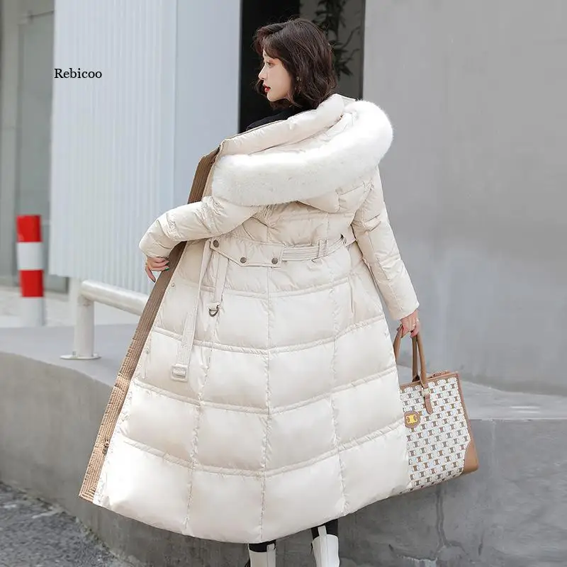 -30 gradi abbigliamento da neve parka lungo giacca invernale donna pelliccia abbigliamento con cappuccio fodera in pelliccia femminile cappotto invernale spesso donna