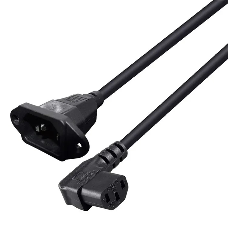 IEC320 C14 to C13 Extension cord,C14 with screw holes and C13 Right/Left Angled Short,60cm lenght,H05VV-F 3G 0.75MM