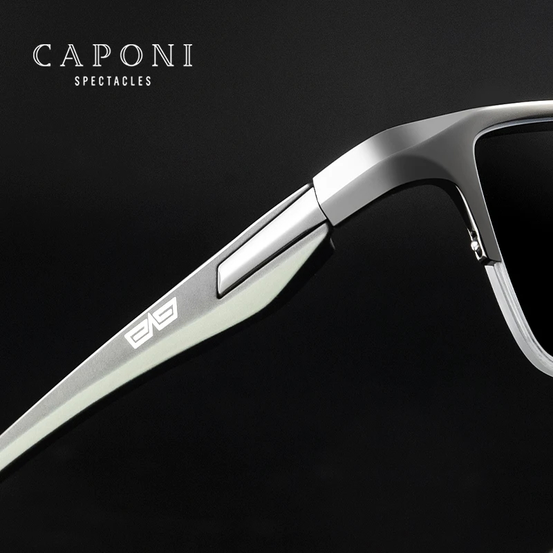 CAPONI Computer Glasses Men Blue Light Glasses Photochromic Gray UV Protection Men's Optic Eyeglasses Frames Anti Scratch JF6103