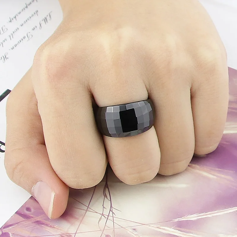 Beautiful Black And White Arc Tangent Plane Ceramic Rings For Women Top Quality Jewelry Ring Anniversary Gift Wholesale