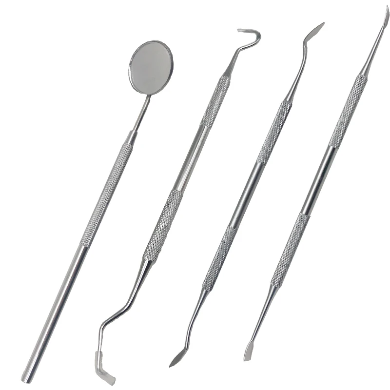 4 pcs Dental Mirror Stainless Steel Dentist Tools Set Mouth Mirror Dentistry Kit Instrument Dental Pick Dentist Prepare Tool