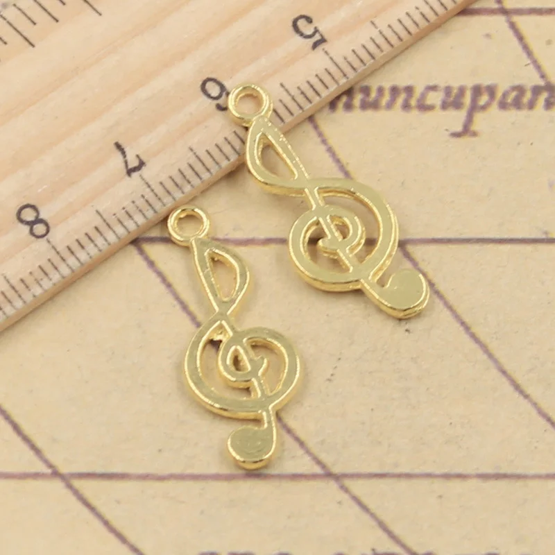 40pcs Charms Musical Note 26x10mm Tibetan Bronze Silver Color Pendants Antique Jewelry Making DIY Handmade Craft For Necklace