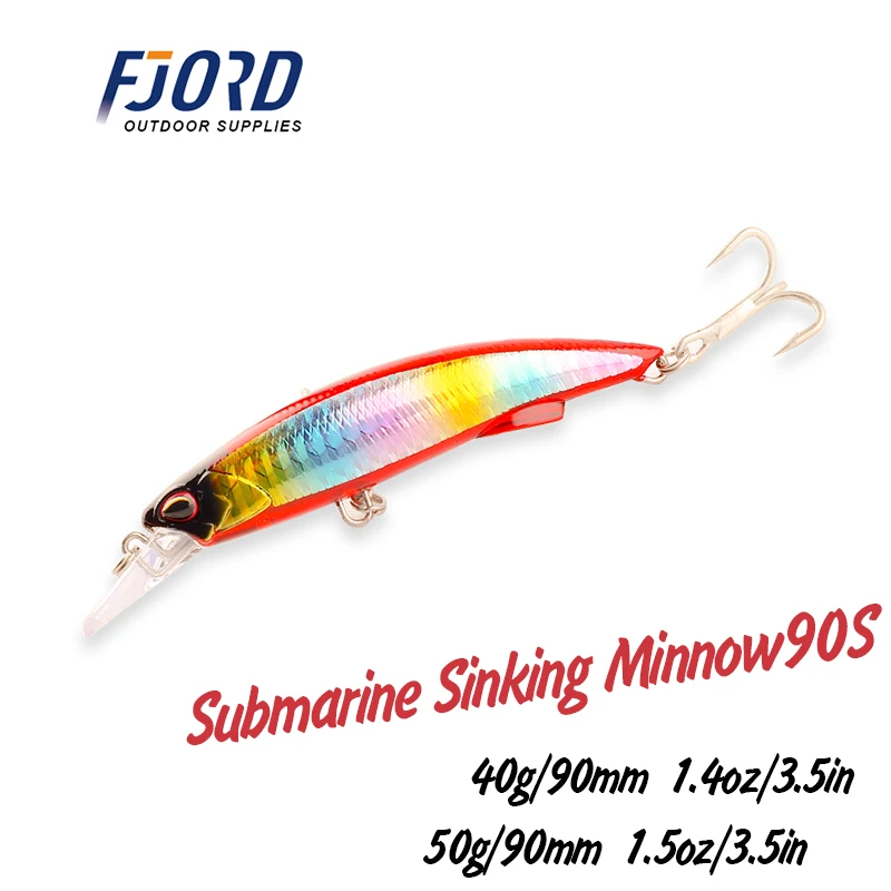 FJORD 90mm 40g 50g Hard Fishing Lure Sinking Minnow Crank Bait Professional Quality Artificial Bait Fishing Tackle