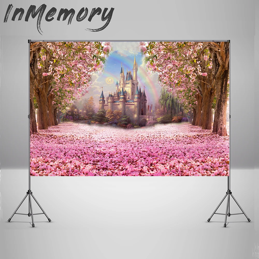 

Castle Princess Birthday Background for Photo Studio Spring Floral Girls Birthday Party Decoration Flower Sea Photo Studio