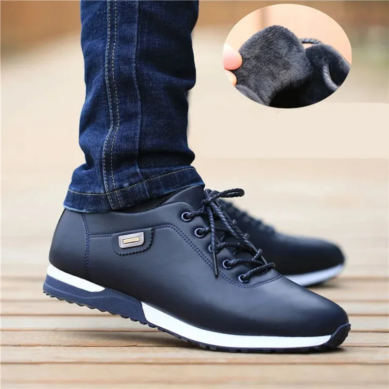 Italian PU Leather Sneakers Shoes For Men Dress Shoes Big Size 45 46 Male Sneaker Fashion Man\'s Sports Shoes Vulcanized Footwear