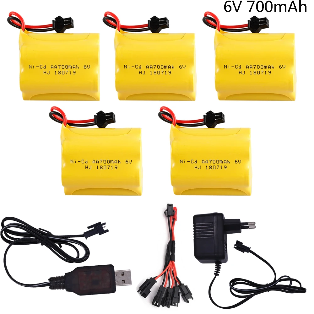 6v 700mah NI-CD baterie SM kolíček a 6v nabíječka sada pro RC hraček aut loď kamion trénovat pistole robot částí NICD AA 6V baterie pack