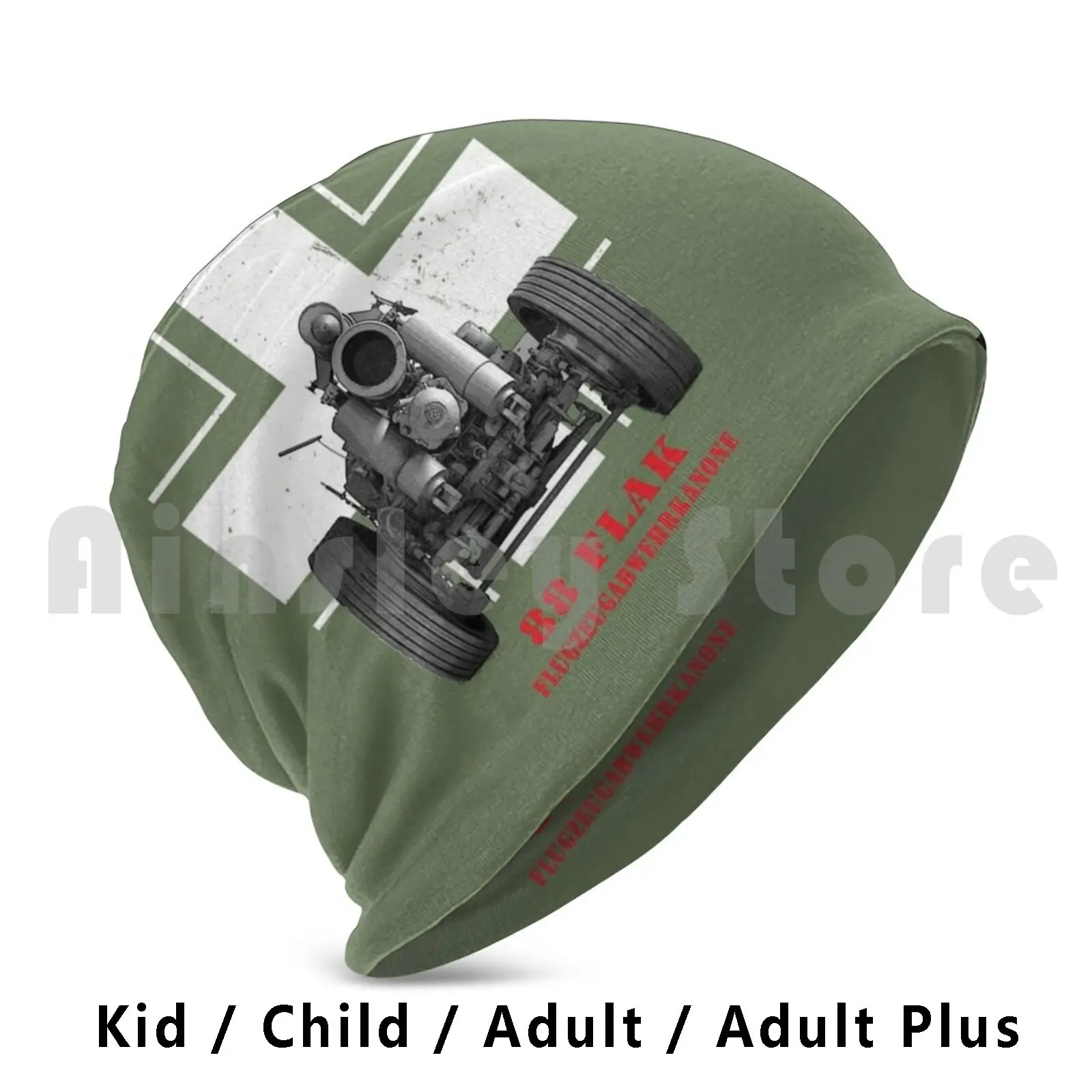 German 88 Flak Gun , Wwii Classic Beanies Pullover Cap Comfortable Flak German Anti Tank Panzer World War Bombers