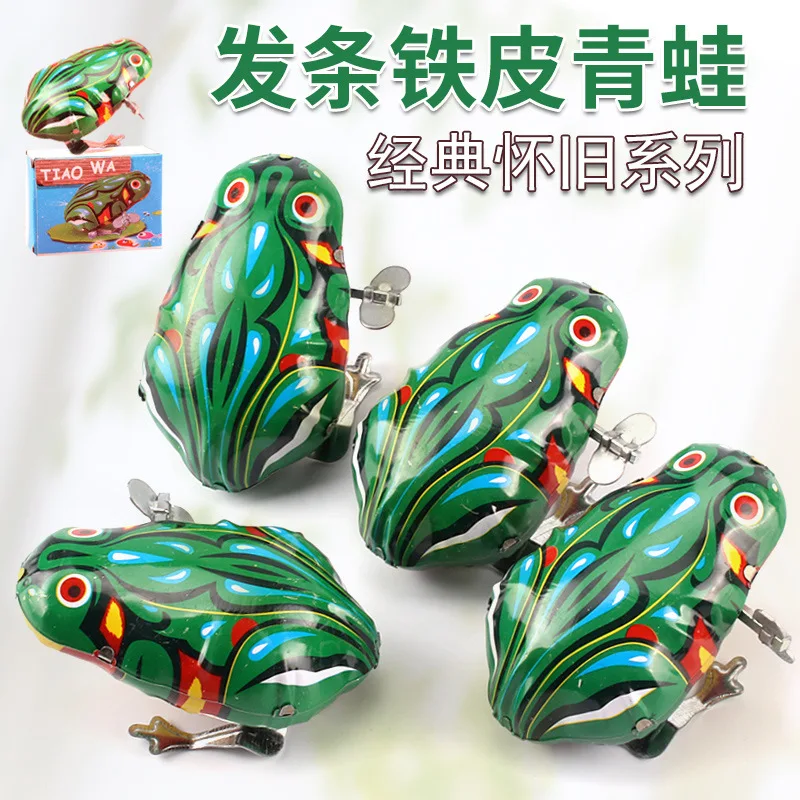 Nostalgic Clockwork Toys Baby Toys Classic Tin Frog Tin Bunny Tin Mouse Tin Tank Wind-up Tin Rooster