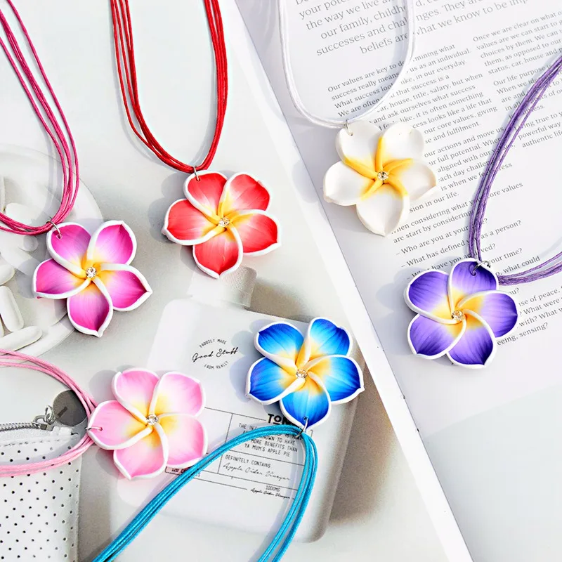 2020 Hot Summer Flower Little Girls Fashion Jewelry Sets Plata Clay Plastic Children Necklace+Earring Kids Gift