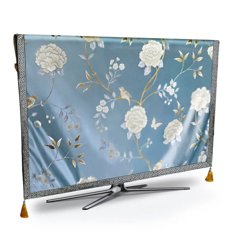 

Luxury TV Dust Cover Flower Weatherproof Dust-proof Protect LCD LED Plasma Television Tissue Table Runner Cloth Cushion Cover