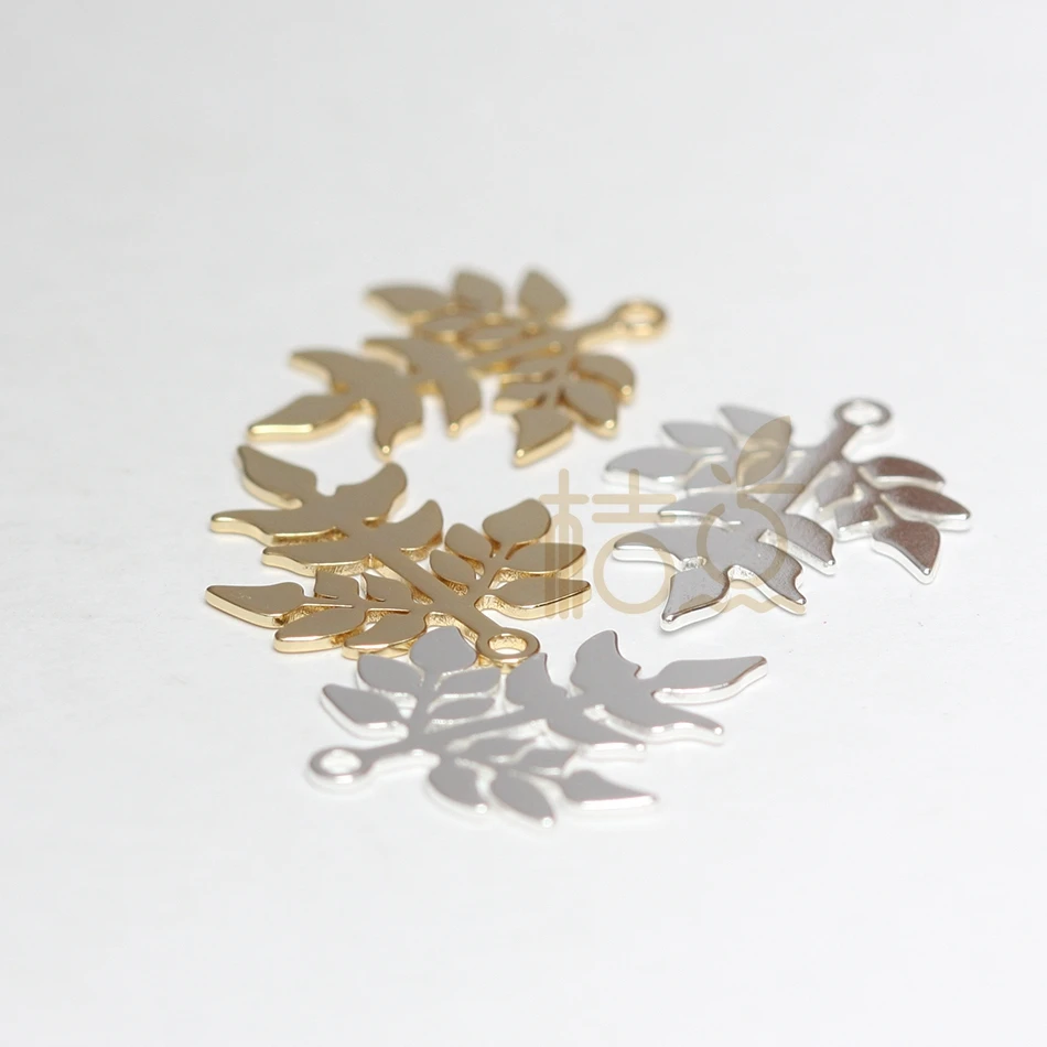 Laser Cut Solid Raw Brass Charm - Leaf 21x19mm (4519C)