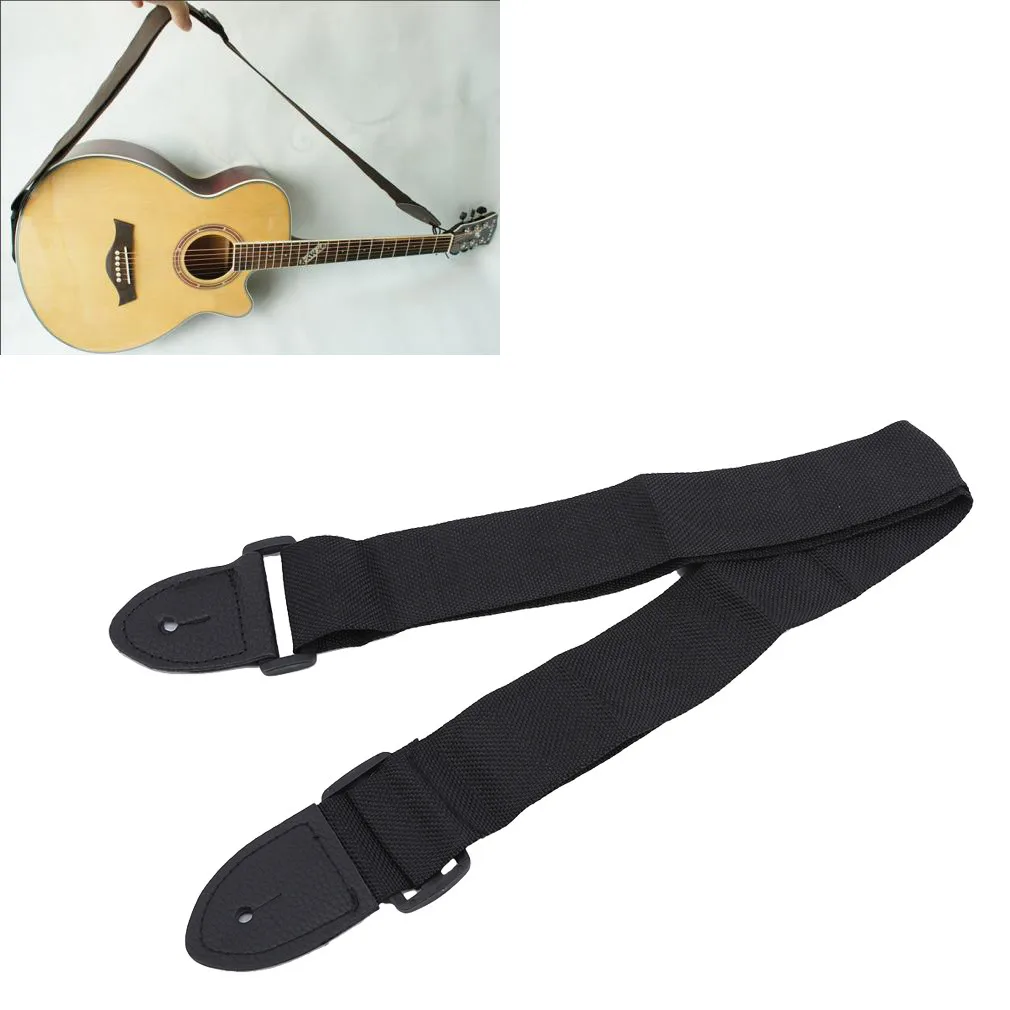 Guitar Strap Leather Head Adjustable Shoulder Strap For Guitar Electric Guitar Bass Guitar Parts Accessories Black New