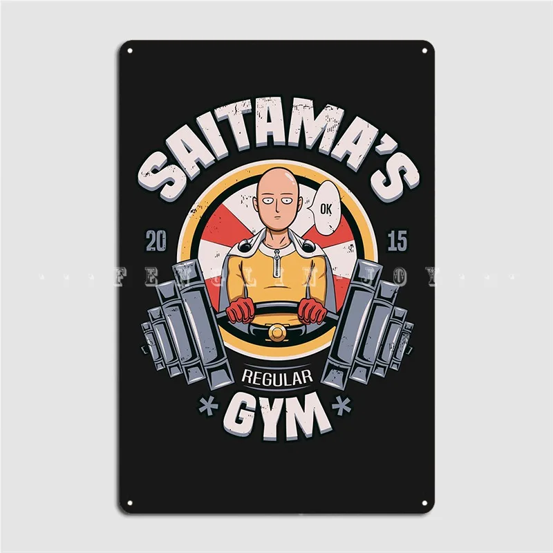 One Punch Man Saitama Gym Poster Metal Plaque Club Home Cinema Custom Garage Decoration Tin Sign Posters