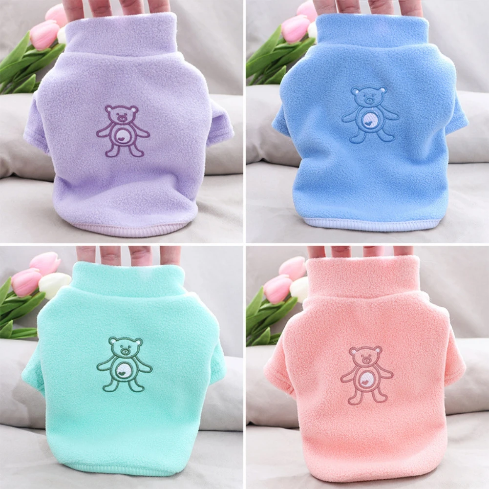 Winter Warm Fleece Pet Dog Clothes Cute Printed Pet Coat Puppy Dogs Shirt Jacket French Bulldog Sweatshirt Pullover Dog Costumes