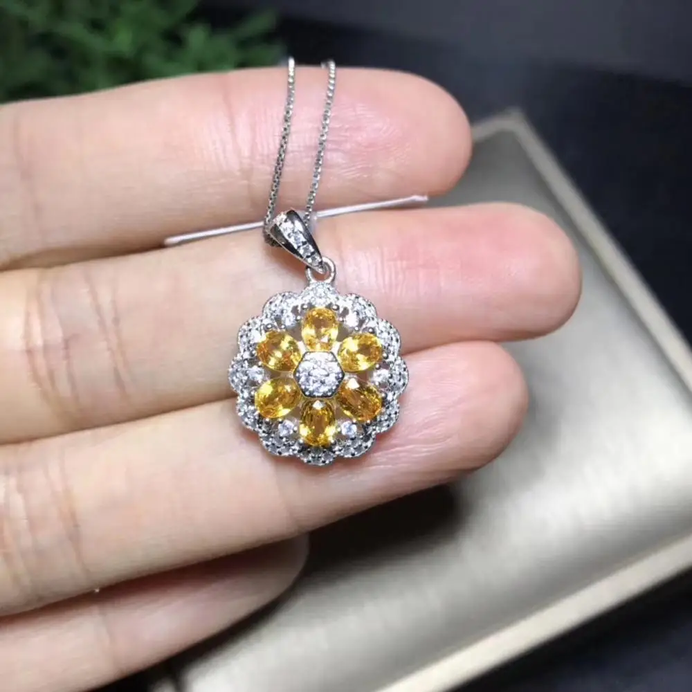 

Rare yellow sapphire necklace, 925 Sterling silver, gift chain. Ladies'high-grade gemstones