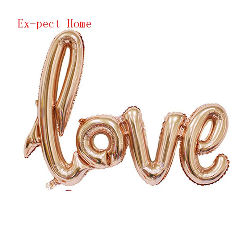 100pcs 40inch Romantic Letter Balloons Rose Gold LOVE Foil Balloons Wedding Decoration Ballons 108*64cm Free Shipping