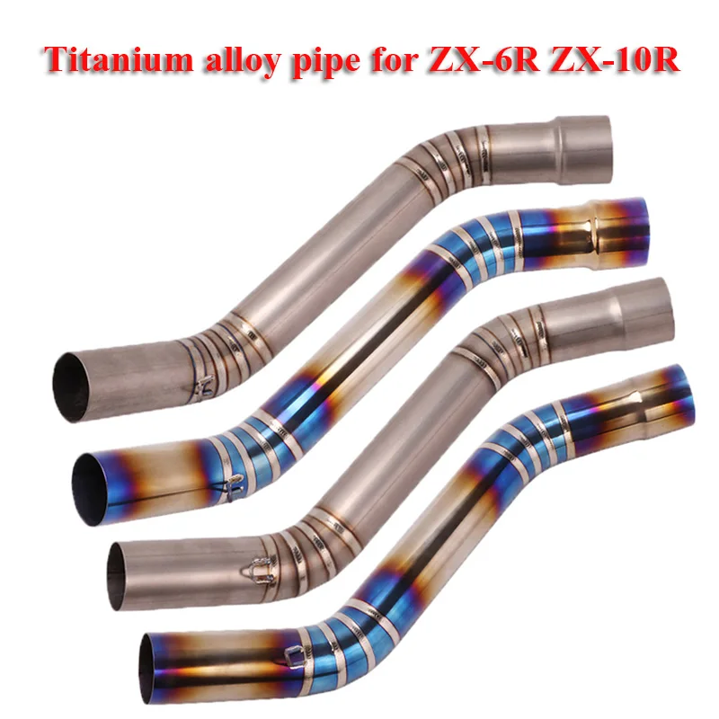 

For Kawasaki Ninja ZX-6R ZX-10R Motorcycle Exhaust Pipe Titanium Alloy Link Tube Modified Connection Pipe Slip on 2009-2023