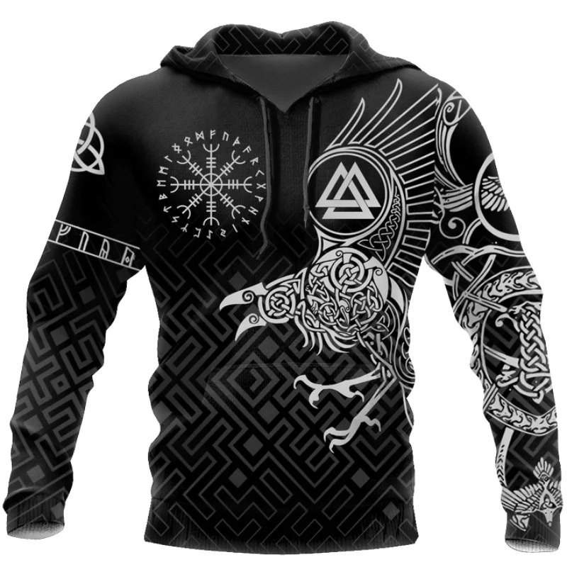 Raven Tattoo 3D Printed Men hoodies Harajuku Fashion Hooded Sweatshirt Autumn Unisex Street hoodie sudadera hombre WS-119