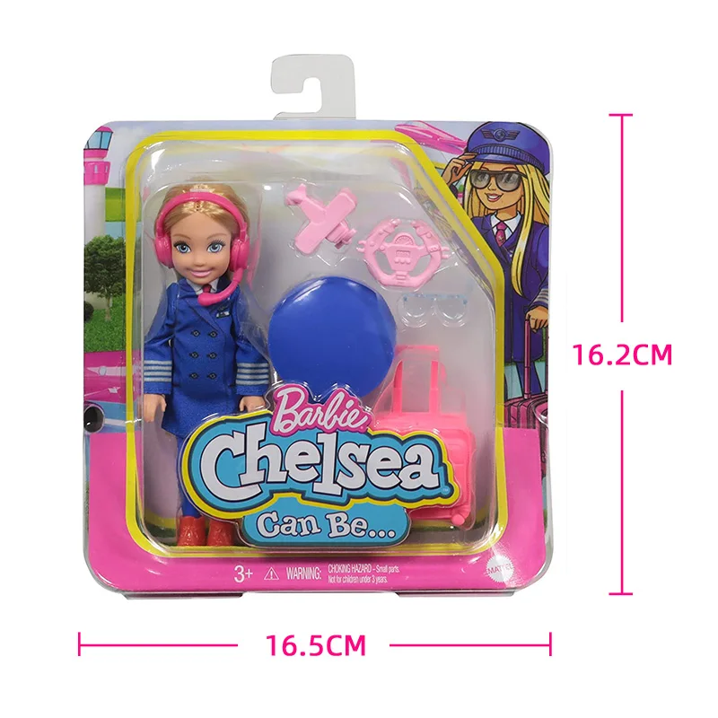 Mini muñeca Barbie Chelsea Original para niña, juguete de marca genuina para regalo, rubia, piloto, Jefe, estrella de Rock, rubia, Doctor