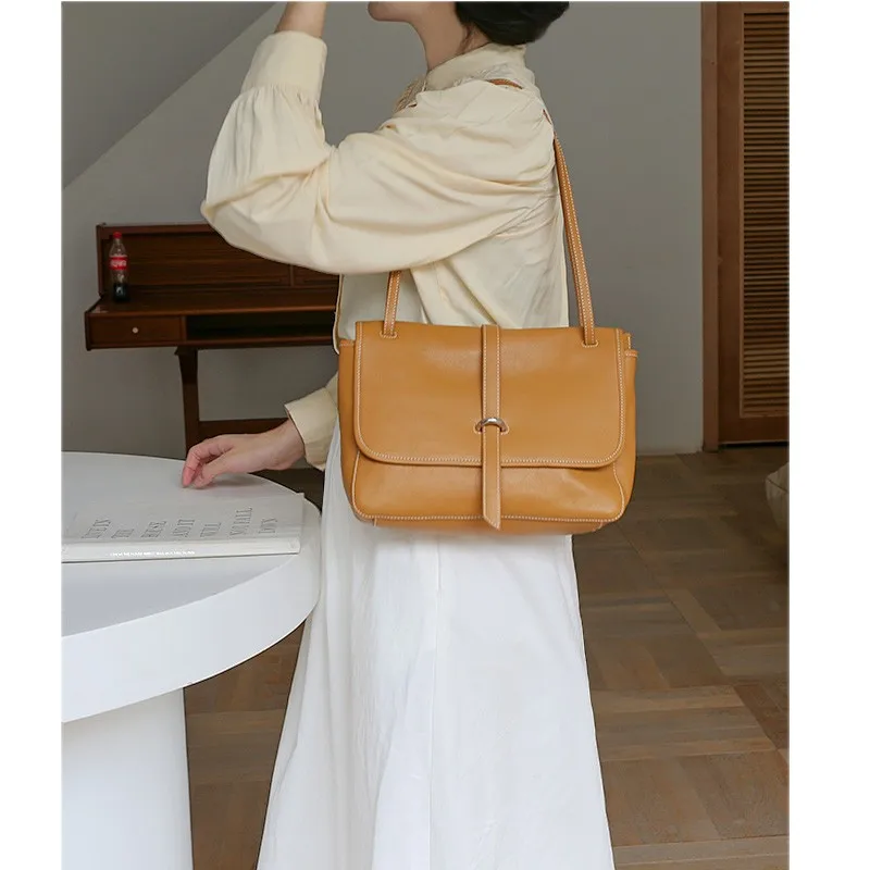 Luxury Genuine Leather Women Bag Casual Vintage Underarm Shoulder Bag Brand Designer Female Crossbody Bag Cowhide Lady Handbags