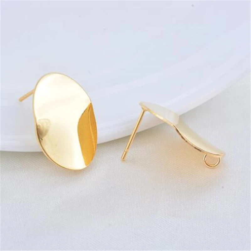 

20pcs/lot new creative real color gold plated glossy oval charms connectors for diy earrings pendant jewelry making accessories