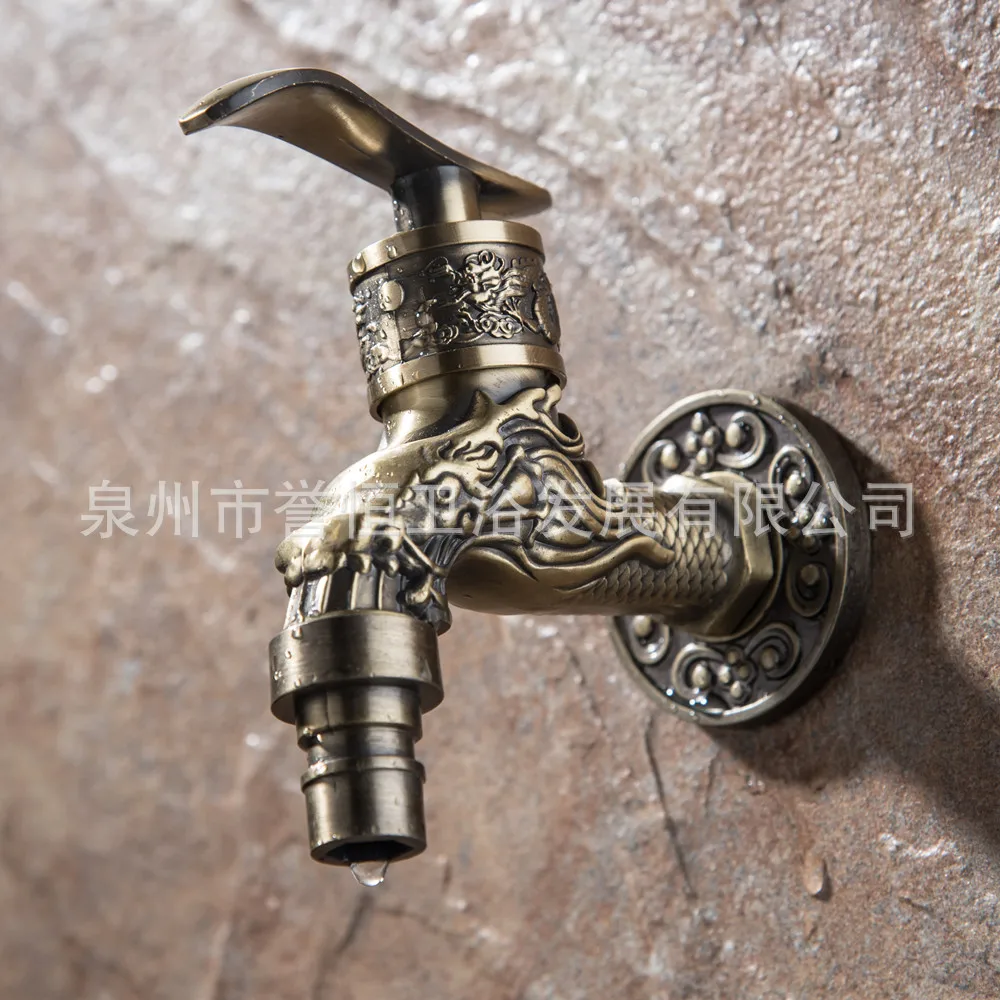 Cross-Border Antique Bronze Zinc Alloy Vintage Faucet Wall-in Washing Machine Mop Pool Faucet