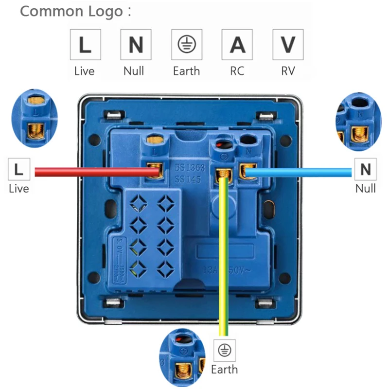 Pulsante interruttore luce av80-pannello spazzolato dorato interruttori a parete USB EU UK Dimmer 16A 20A 45A 110-250V 1 2 3 4Gang 1 2 vie