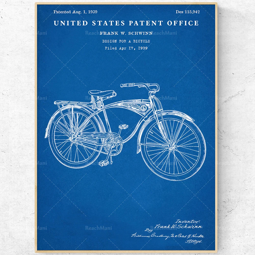 vélo brevet dessin impression. Affiche de Blueprint vintage. Art mural de vélo