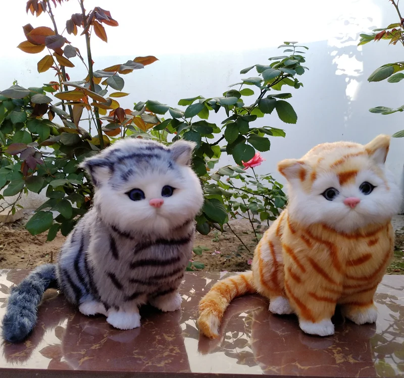 

Реалистичная игрушка из полиэтилена и меха для кошек 18x17 см, дизайн зерна, звуки кошки, мяу, кошка, жесткая модель, реквизит, украшение для дома, рождественский подарок b0198