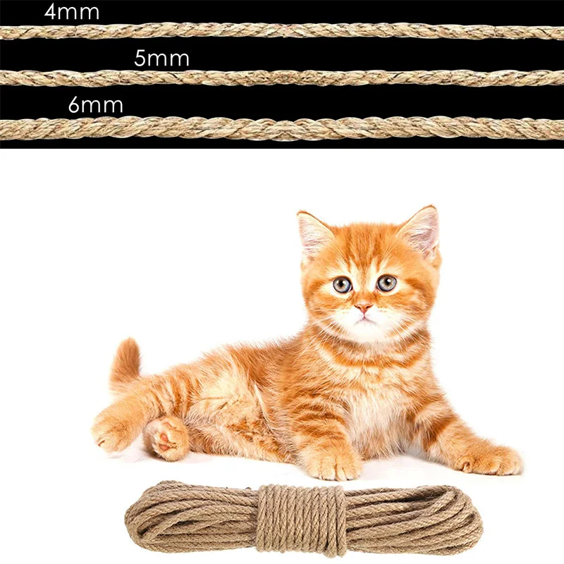 Cat Natural Sisal Rope for Scratching Post Tree Replacement 4mm/6mm Diameter for Recovering DIY Scratcher Cat Tree Tower