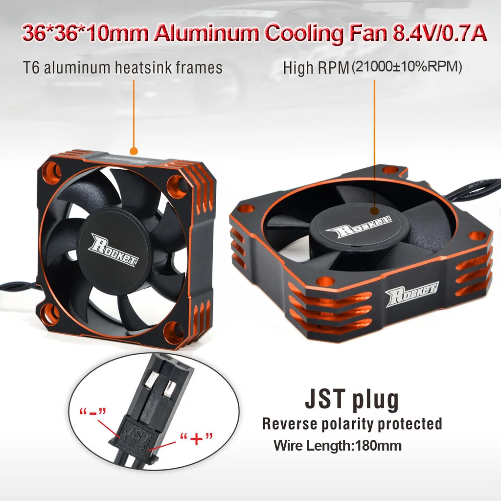 Surpass Hobby Rocket 25mm 30mm 36mm 40mm 50mm Aluminum Metal Cooling Fan For RC ESC Motor Heat Dissipation-Orange&Black