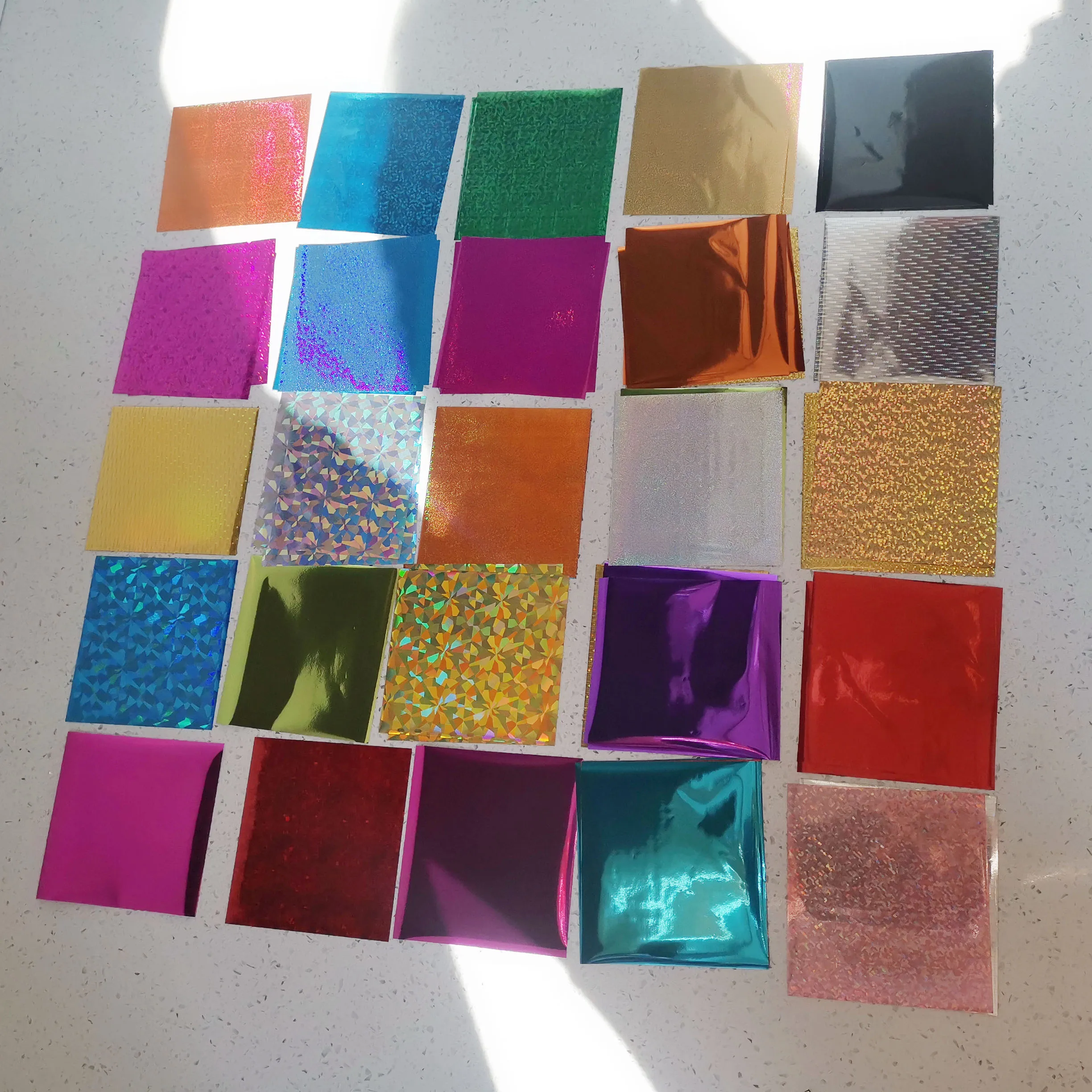 DIY Transfer Stamping 24 Laser Colors  48 Pieces (8 X 8 CM) Iron and Laminator for Hot Foil Paper