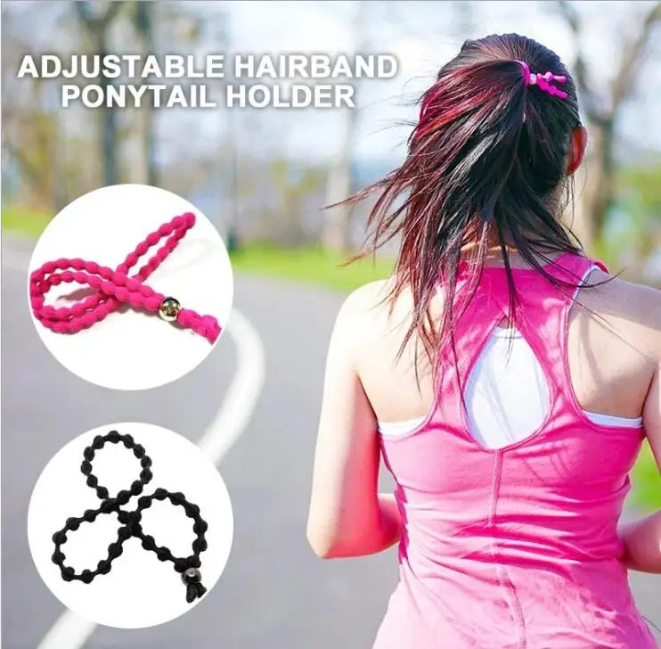 

100Pcs/Lot DJUSTABLE HAIRBAND PONYTAIL HOLDER Slide Lazy Scrunchie Elastic Headband Styling Accessories HA2520