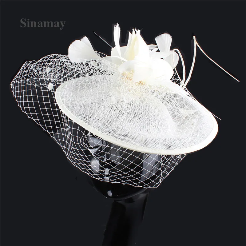 

Elegant Ladies Sinamay Wedding Fascinator Hat Bridal Cocktail Hats Millinery Feather For Races Church Wedding Party Kentucky