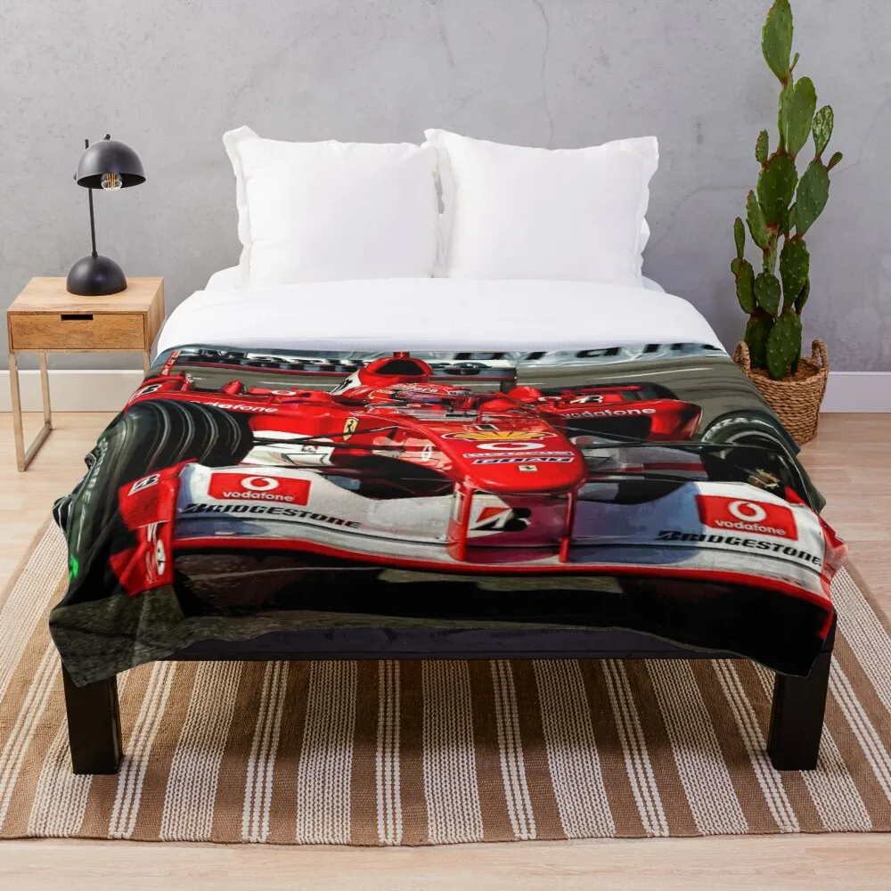 Michael Schumacher in his 2004 F1 car Throw Blanket Super Soft Printing Family Car and Sofa Bed throws Summer Office Quilts