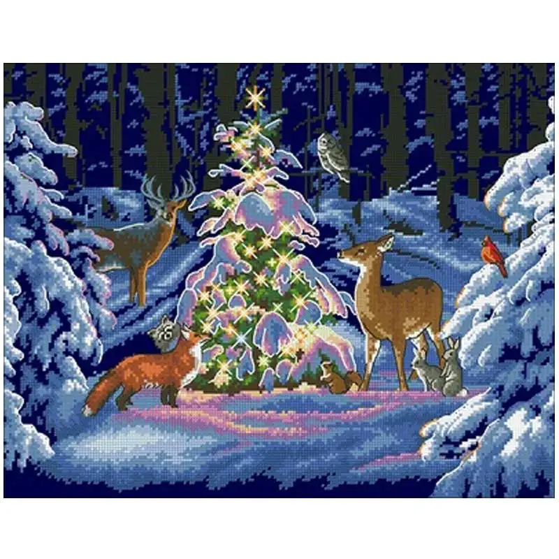 

Forest Christmas Night patterns Counted Cross Stitch 11CT 14CT DIY Chinese Cross Stitch Kits Embroidery Needlework Sets