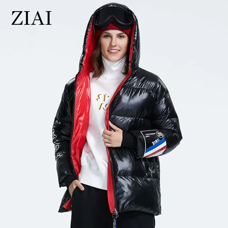 ZIAI 2022 Women's new winter cotton-padded dress casual sports trend bright comfortable stick cloth letter modification ZR-3036