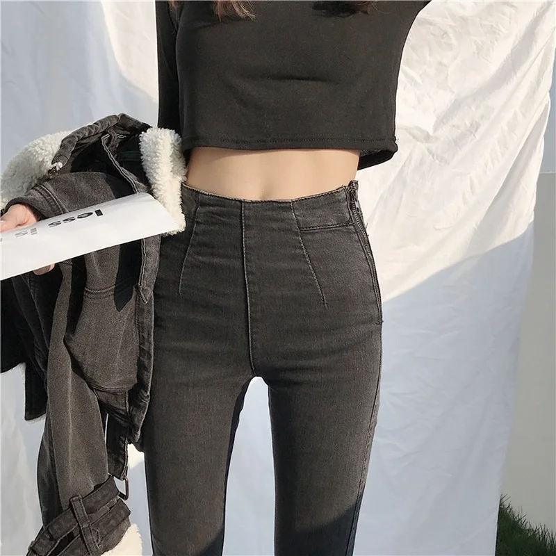 Bleistift Jeans Frauen Dünne Frühling Alle-spiel Einfache Casual Knöchel Länge Vintage Grund Bottom Harajuku Straße Damen Täglichen Studenten