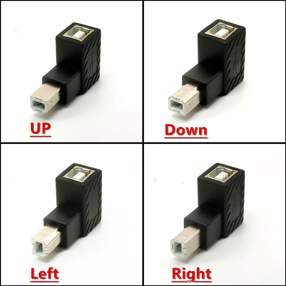 USB ADAPTER TYPE B MALE TO FEMALE RIGHT ANGLE 90 DEGREE UP&DOWN&LEFT&RIGHT ADAPTOR USB 2.0