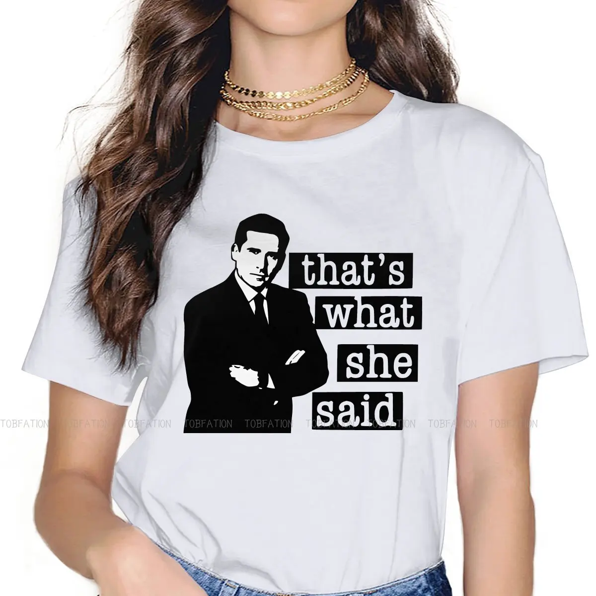 Thats What She Said Women TShirt The Office Michael Scott TV O Neck Girls Short Sleeve 4XL Lady T Shirt Humor Cute Gift