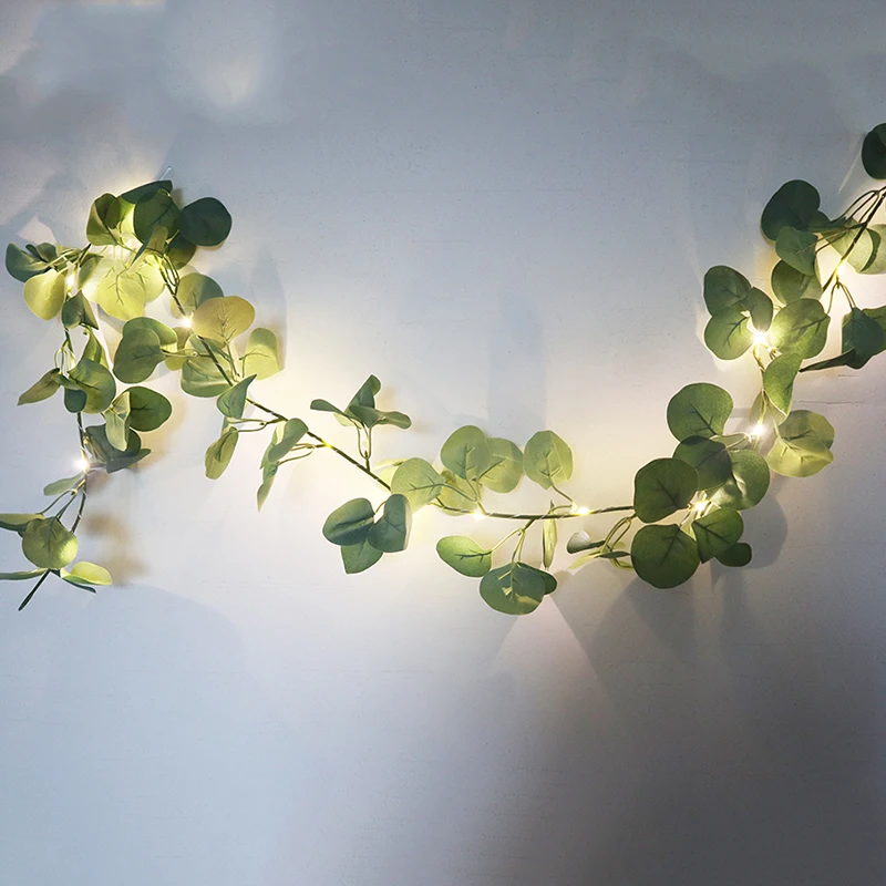 Ivy Eucalyptus leaves Leaf fairy lights led string lights,garland wedding home decoration, mini led copper lights