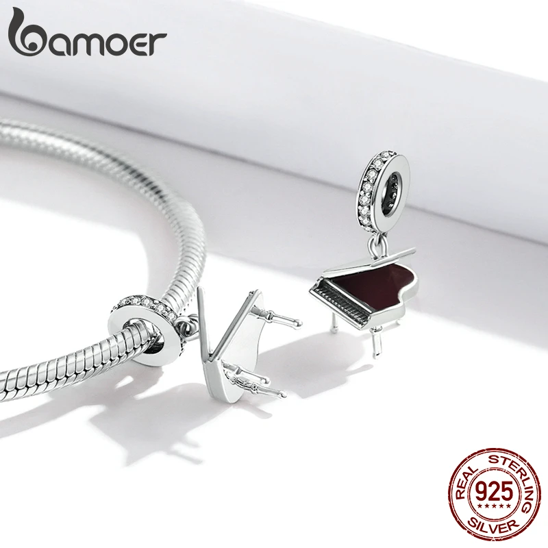 bamoer Charm fit Original Grand Piano Bracelet 925 Sterling Silver Women Jewelry DIY CZ Beads Charm jewelry DIY Making SCC1733