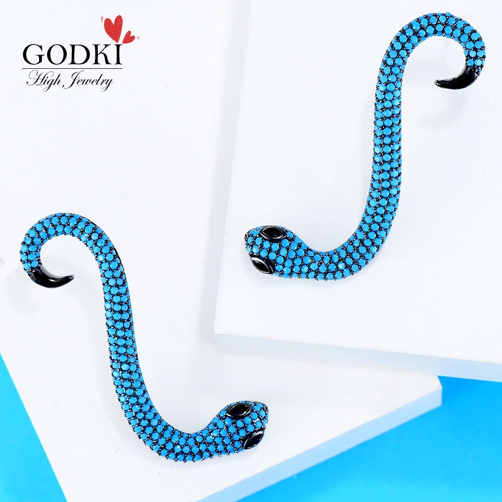 GODKI Luxury Snakes Cubic Zircon Bridal Wedding Imitation Pearl Long Drop Earrings For Women Jewelry boucle d'oreille femme 2018